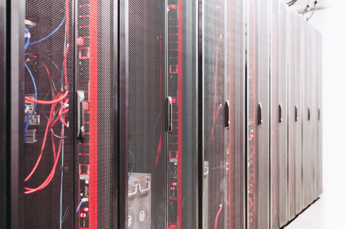 Server racks and cabling in a data center